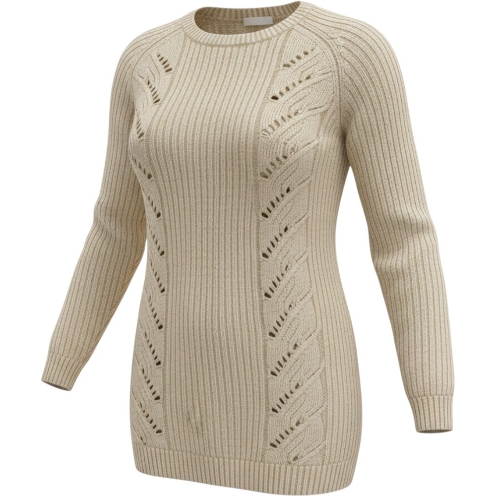 GAP | XS Soft Ivory Open Cable Knit Cotton Pullover Sweater Quiet Luxury Coastal